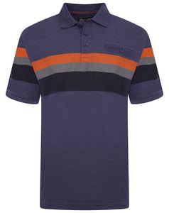 KAM Pique Gestreiftes Poloshirt Königsblau